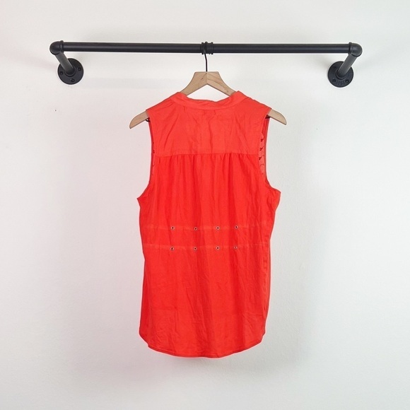 NWT Anthropologie Tiny Eyelet Embroidered Side Tie Tank Orange - Picture 4 of 6